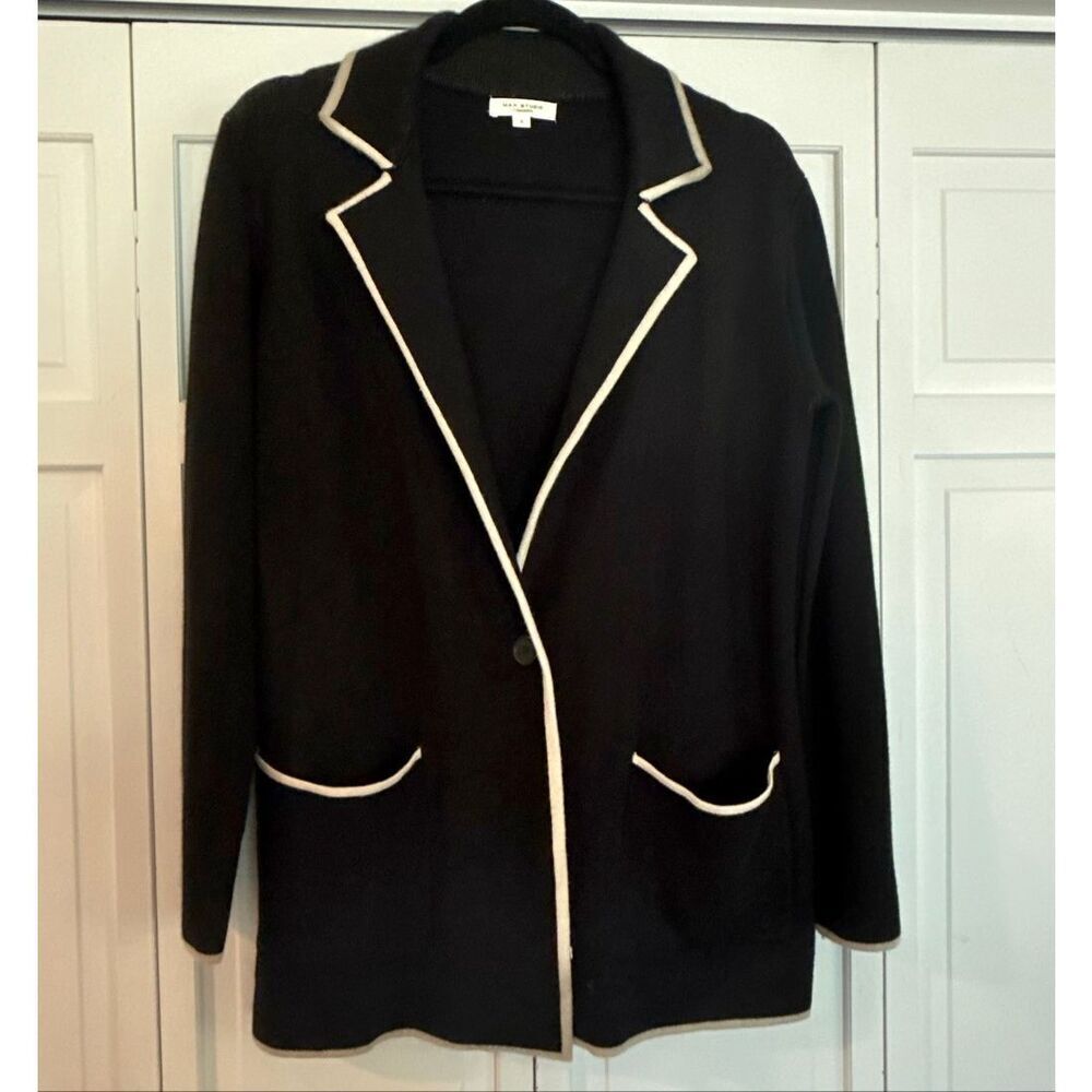 Max Studio London black and white collared sweater jacket small - Picture 9 of 9